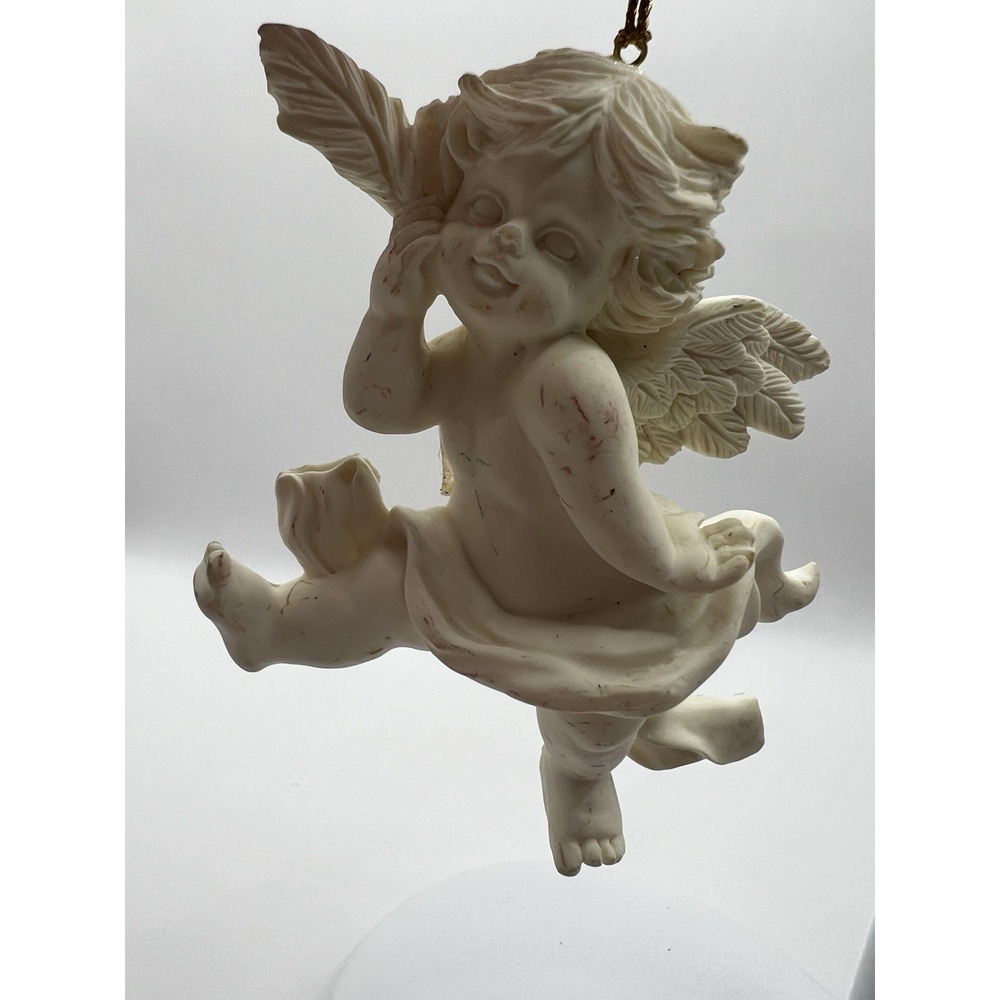 Vintage Bisque Christmas Angel Cherub 1995 Roman, Inc. 3.5"